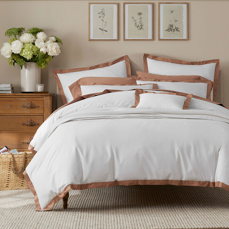 Solid Border Classic Cool Cotton Percale Decorative Lumbar Pillow Cover