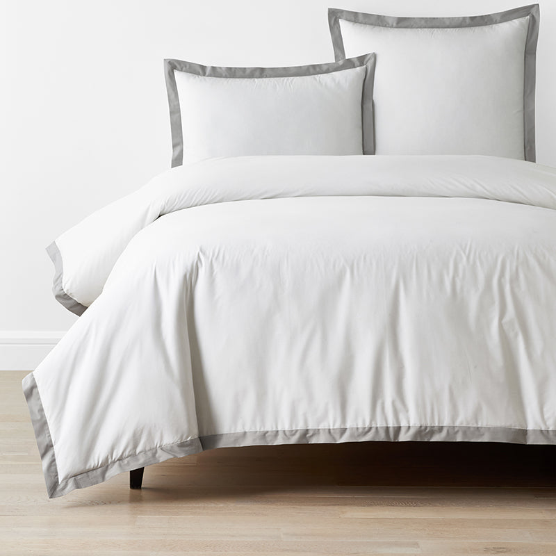 Solid Border Classic Cool Cotton Percale Duvet Cover