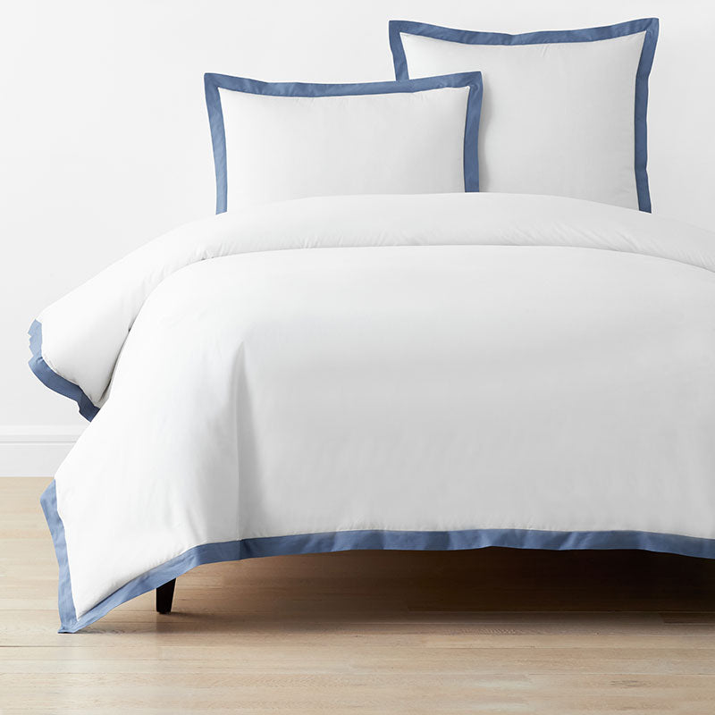 Solid Border Classic Cool Cotton Percale Duvet Cover