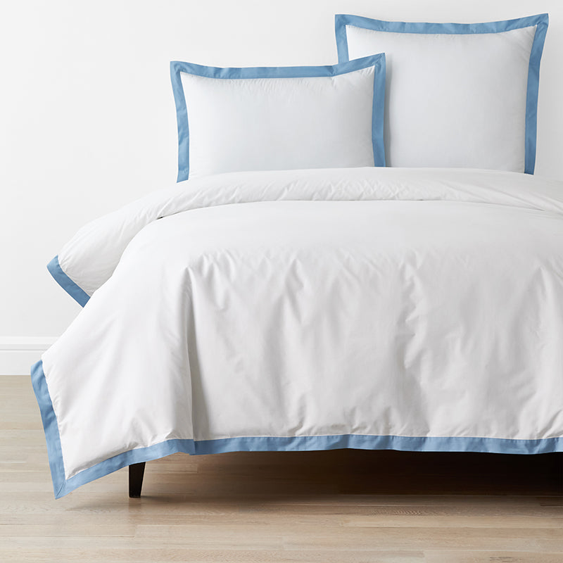 Solid Border Classic Cool Cotton Percale Duvet Cover