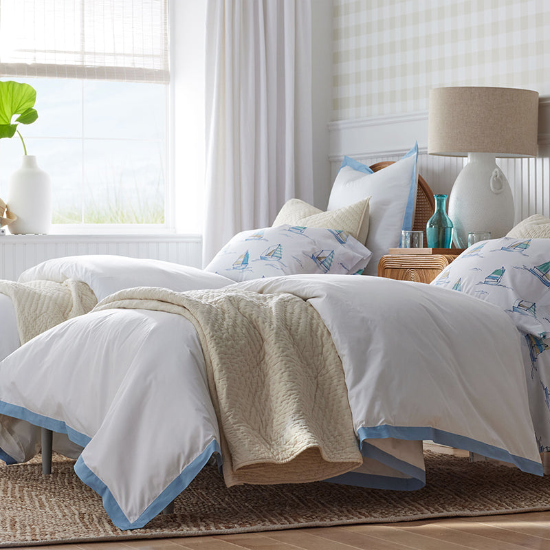 Solid Border Classic Cool Cotton Percale Duvet Cover