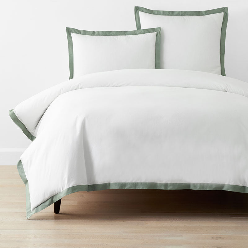 Solid Border Classic Cool Cotton Percale Duvet Cover