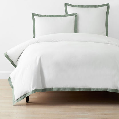 Solid Border Classic Cool Cotton Percale Duvet Cover