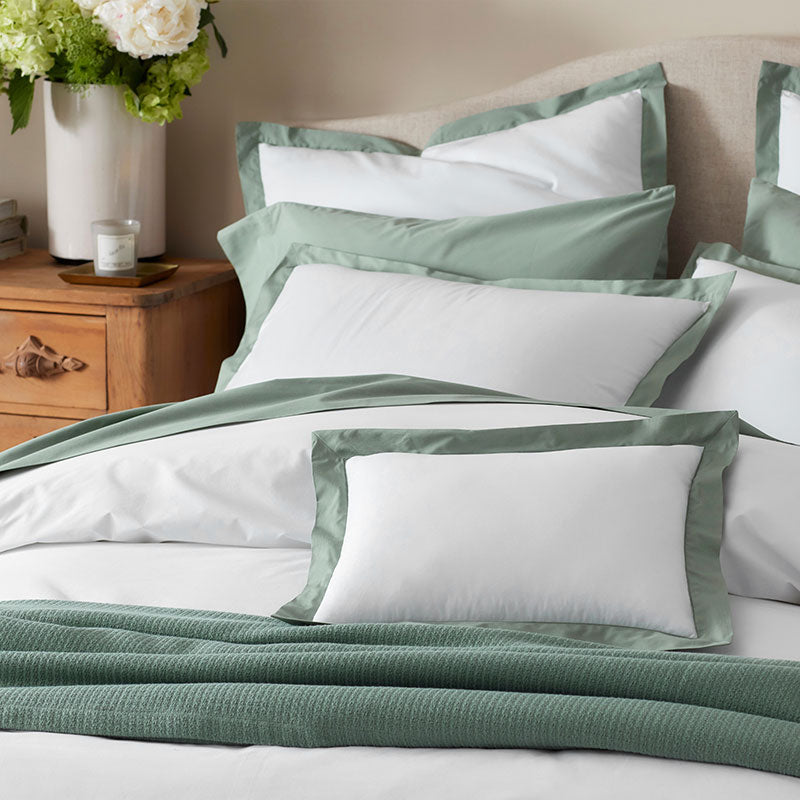 Solid Border Classic Cool Cotton Percale Decorative Lumbar Pillow Cover