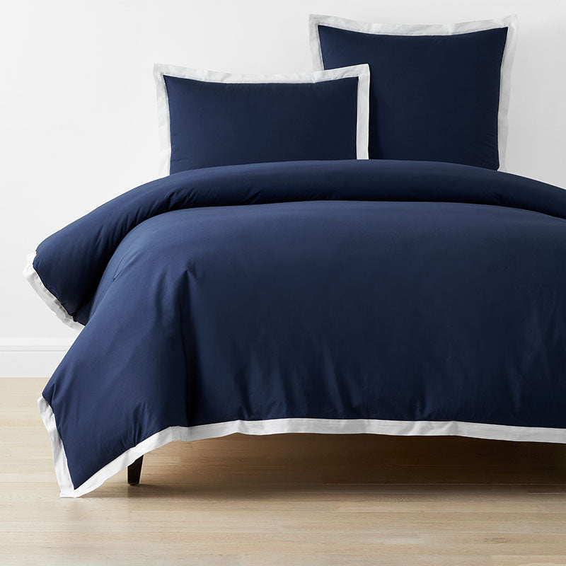 Solid Border Classic Cool Cotton Percale Duvet Cover