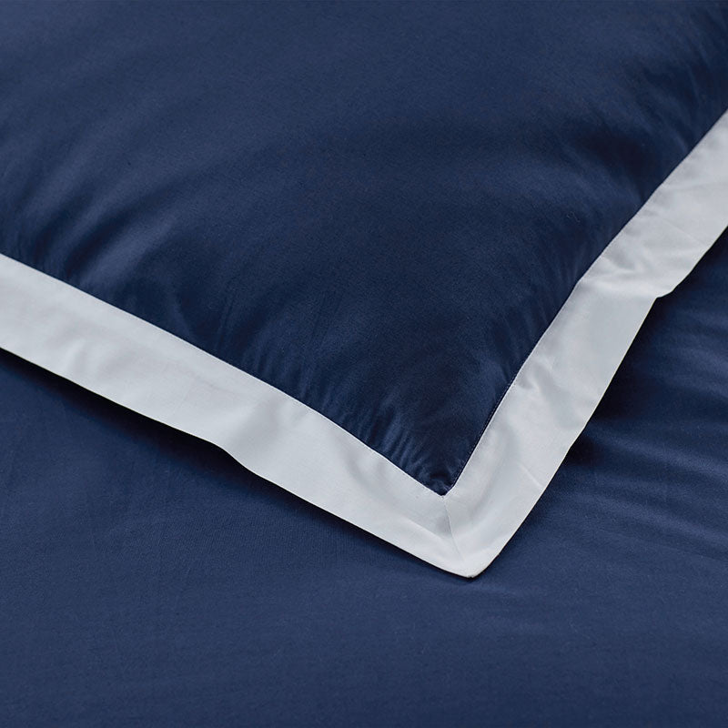 Solid Border Classic Cool Cotton Percale Duvet Cover