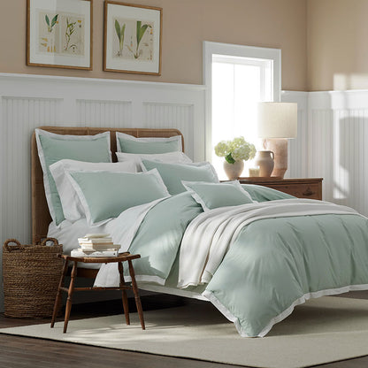Solid Border Classic Cool Cotton Percale Decorative Lumbar Pillow Cover