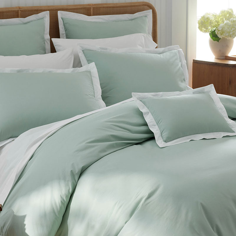 Solid Border Classic Cool Cotton Percale Decorative Lumbar Pillow Cover
