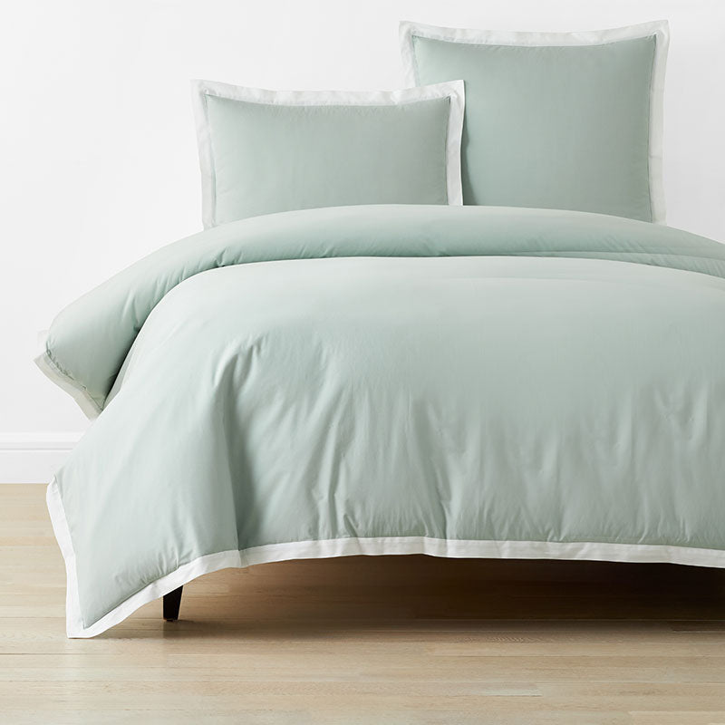 Solid Border Classic Cool Cotton Percale Duvet Cover