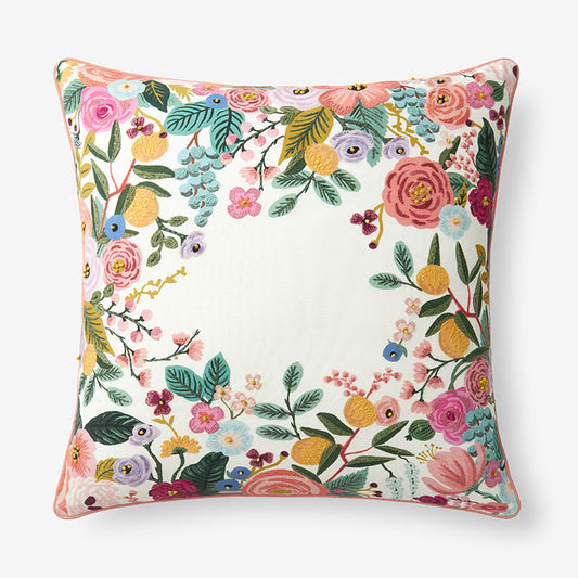Garden Party Embroidered Decorative Square Pillow Cover