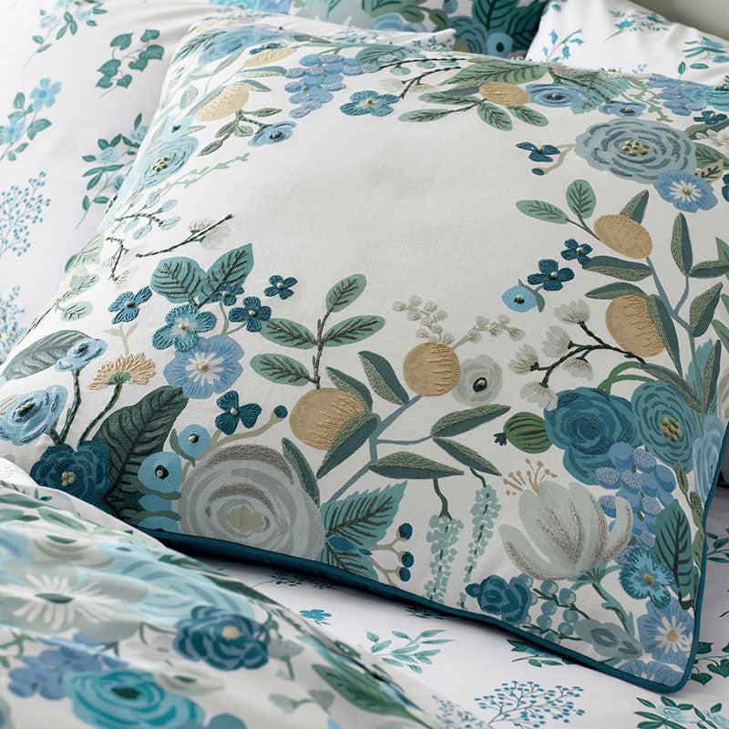 Garden Party Embroidered Decorative Square Pillow Cover
