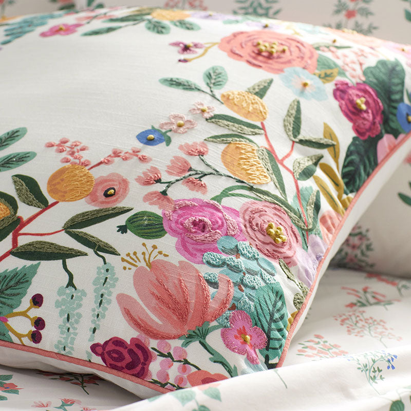 Garden Party Embroidered Decorative Square Pillow Cover