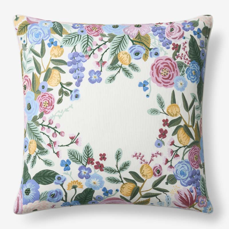 Garden Party Embroidered Decorative Square Pillow Cover