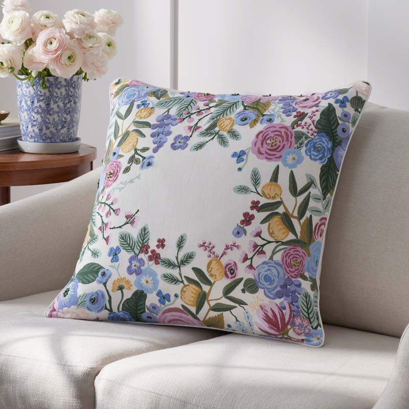 Garden Party Embroidered Decorative Square Pillow Cover