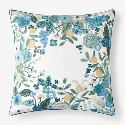 Garden Party Embroidered Decorative Square Pillow Cover