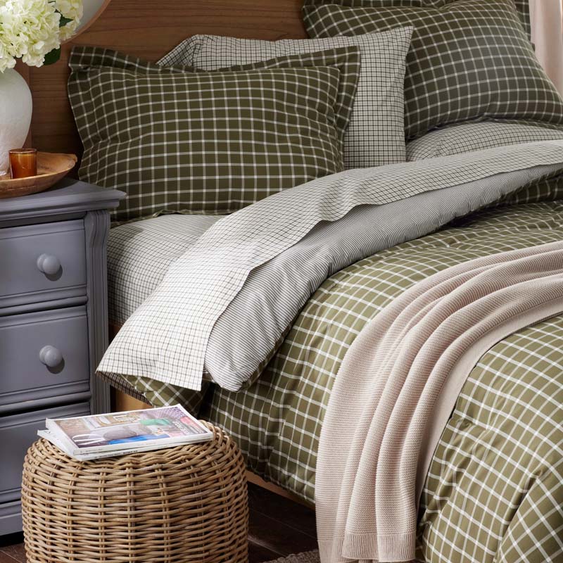 Classic Stripes and Plaids Cool Yarn-Dyed Cotton Percale Comforter