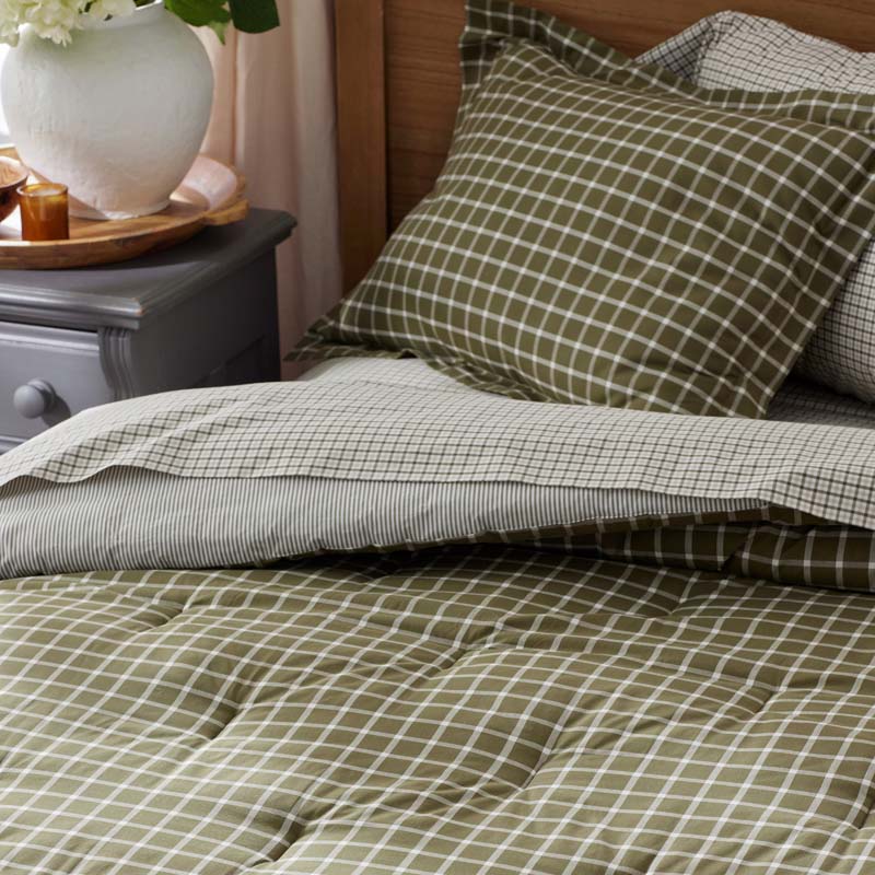 Classic Stripes and Plaids Cool Yarn-Dyed Cotton Percale Comforter