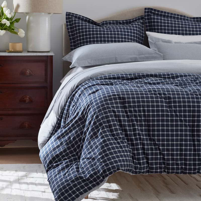 Classic Stripes and Plaids Cool Yarn-Dyed Cotton Percale Comforter