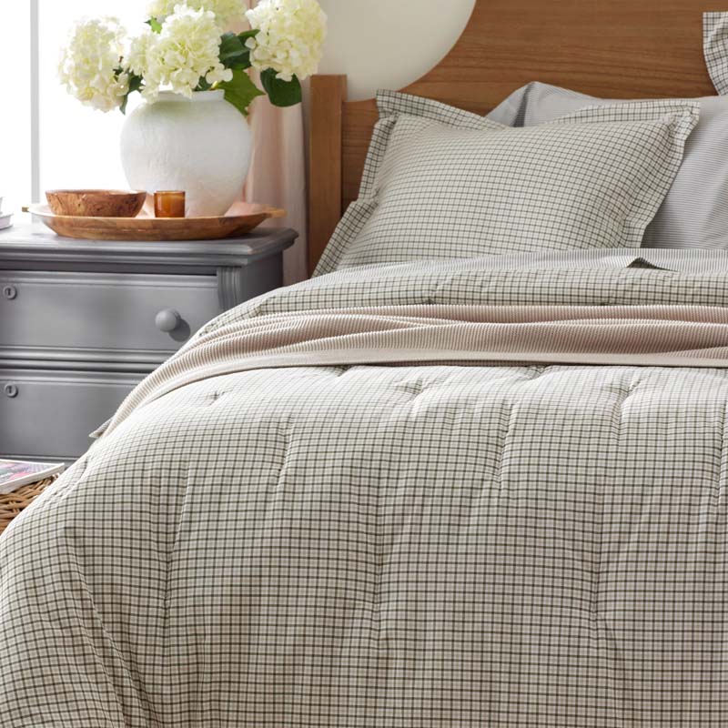 Classic Stripes and Plaids Cool Yarn-Dyed Cotton Percale Comforter