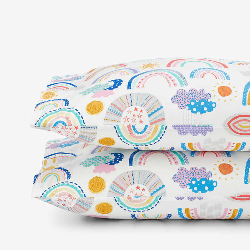 Magical Rainbows Classic Cool Organic Cotton Percale Pillowcase Set