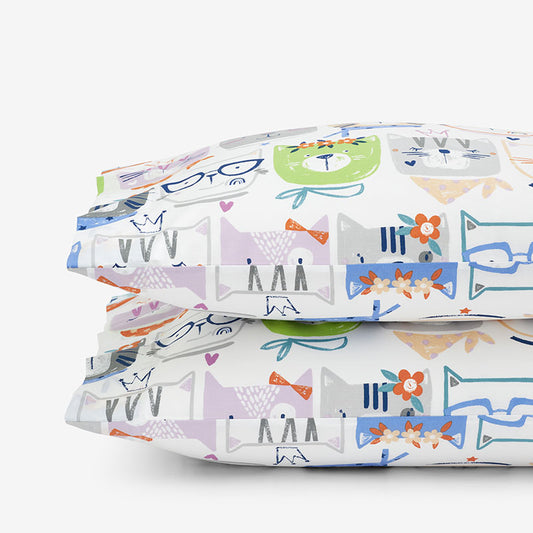 Stylish Cats Classic Cool Organic Cotton Percale Pillowcase Set