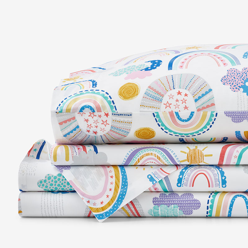 Magical Rainbows Classic Cool Organic Cotton Percale Bed Sheet Set