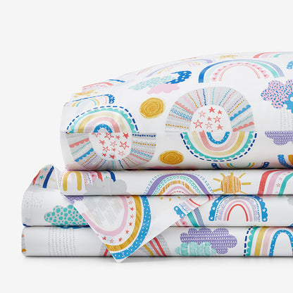 Magical Rainbows Classic Cool Organic Cotton Percale Bed Sheet Set