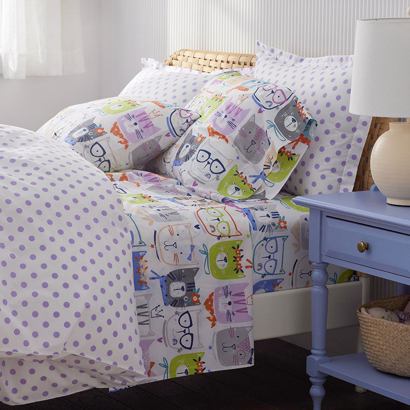 Stylish Cats Classic Cool Organic Cotton Percale Duvet Cover Set