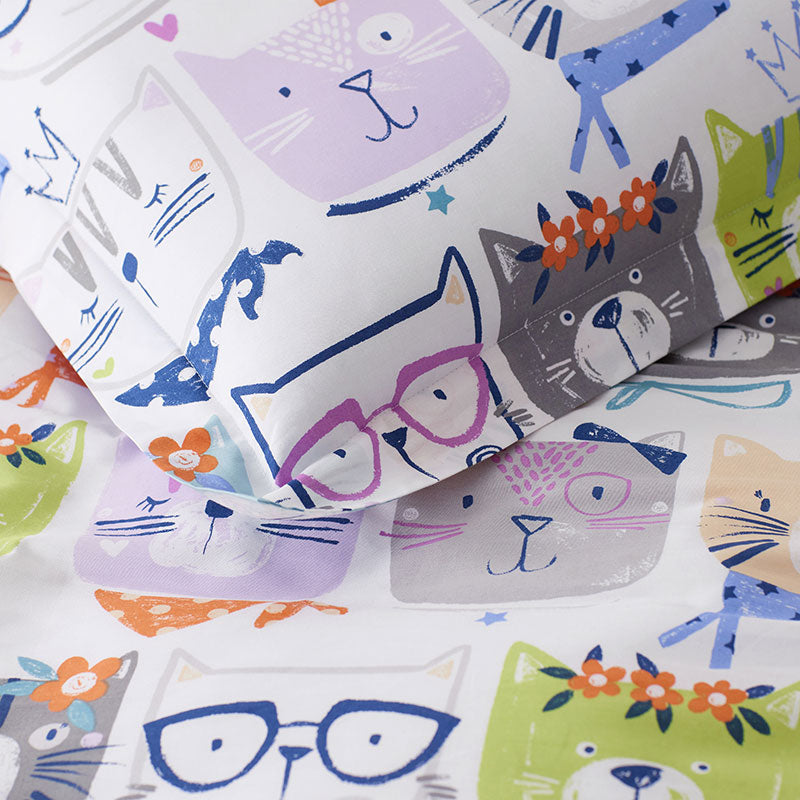 Stylish Cats Classic Cool Organic Cotton Percale Comforter Set