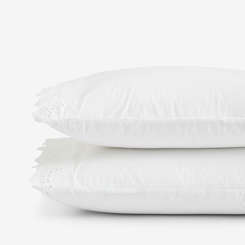 Eyelet Classic Cool Cotton Percale Solid Pillowcase Set