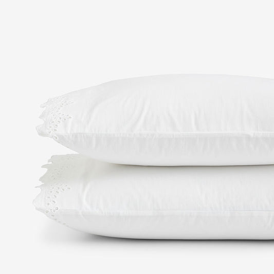 Eyelet Classic Cool Cotton Percale Solid Pillowcase Set