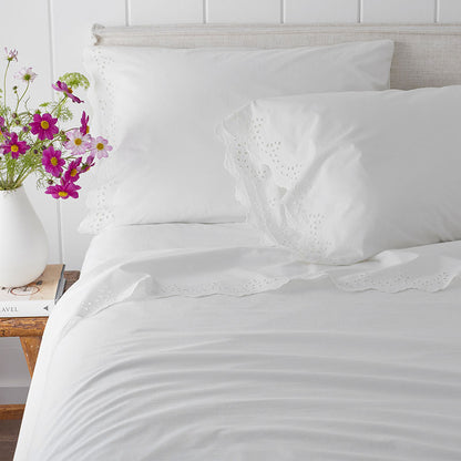 Eyelet Classic Cool Cotton Percale Solid Bed Sheet Set