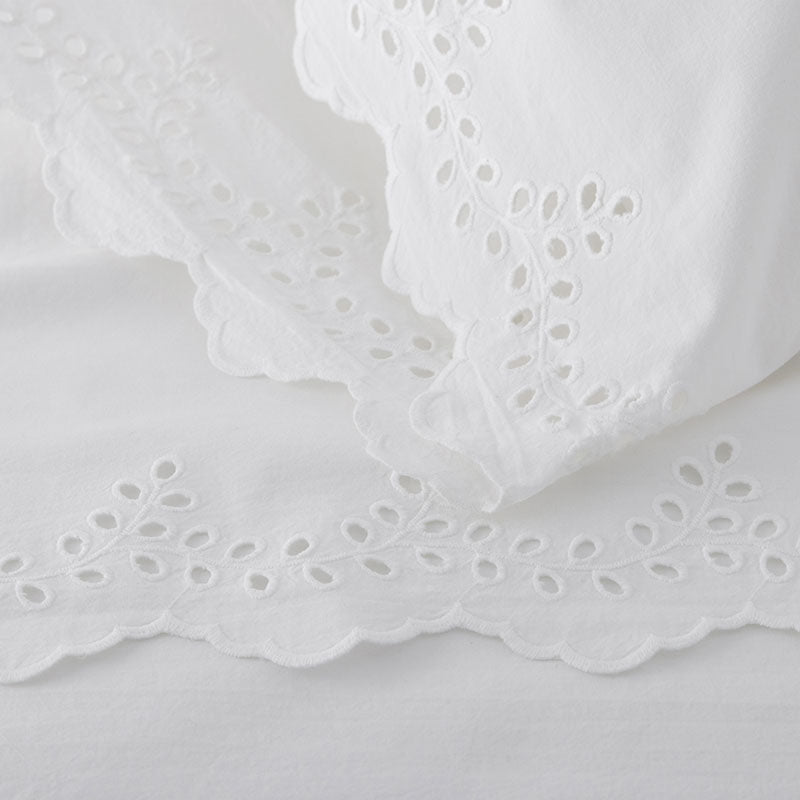 Eyelet Classic Cool Cotton Percale Solid Bed Sheet Set