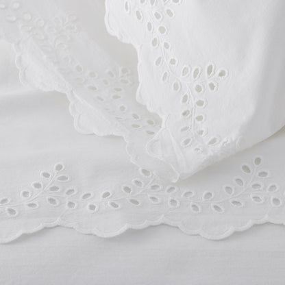 Eyelet Classic Cool Cotton Percale Solid Bed Sheet Set