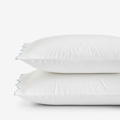 Embroidered Scallop Classic Smooth Sateen Solid Pillowcase Set