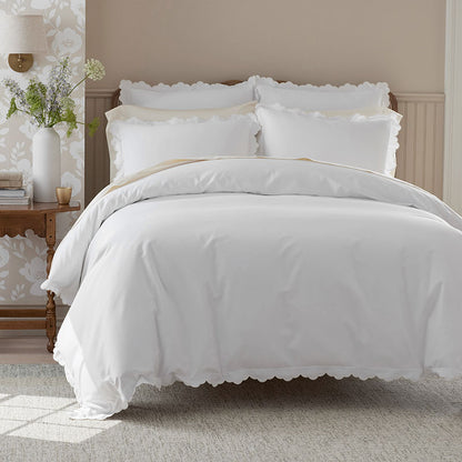 Embroidered Scallop Classic Smooth Sateen Solid Sham