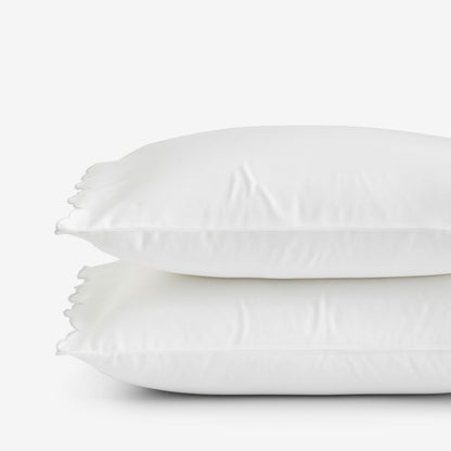 Embroidered Scallop Classic Smooth Sateen Solid Pillowcase Set