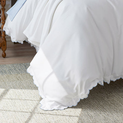 Embroidered Scallop Classic Smooth Sateen Solid Sham