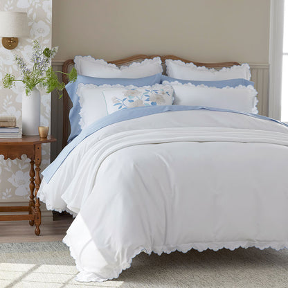 Embroidered Scallop Classic Smooth Sateen Solid Sham