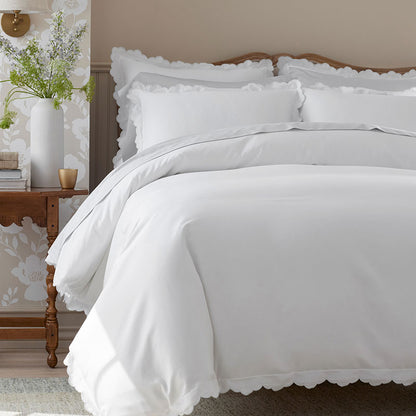 Embroidered Scallop Classic Smooth Sateen Solid Sham