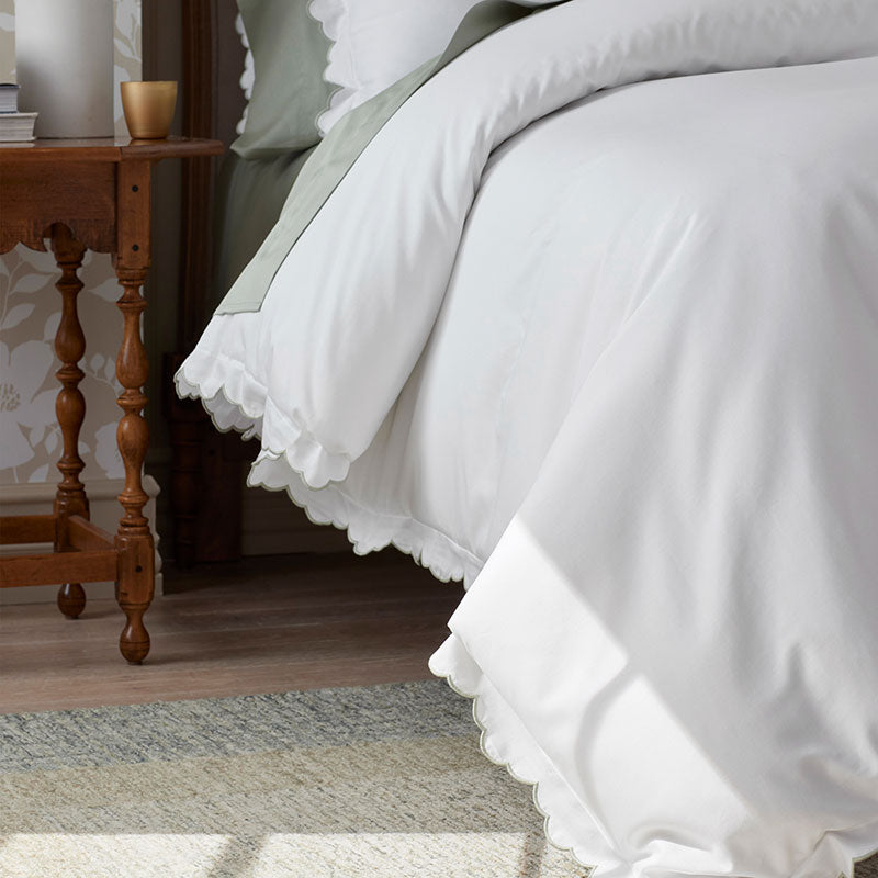Embroidered Scallop Classic Smooth Sateen Solid Sham