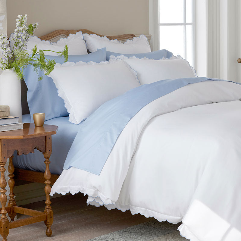 Embroidered Scallop Classic Smooth Sateen Solid Sham
