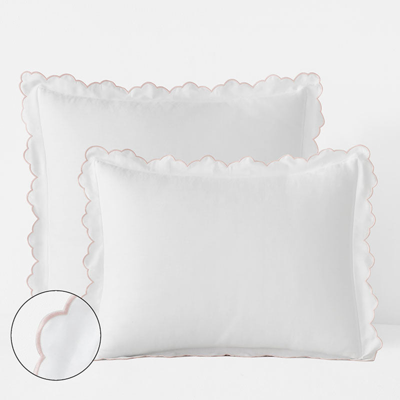 Embroidered Scallop Classic Smooth Sateen Solid Sham