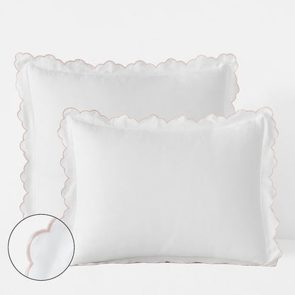 Embroidered Scallop Classic Smooth Sateen Solid Sham