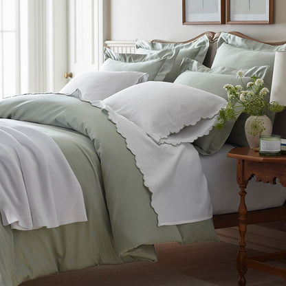 Embroidered Scallop Classic Smooth Sateen Solid Sham
