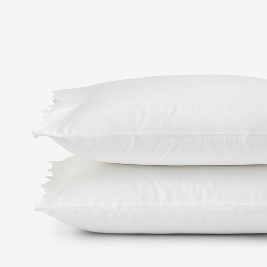 Embroidered Scallop Classic Smooth Sateen Solid Pillowcase Set