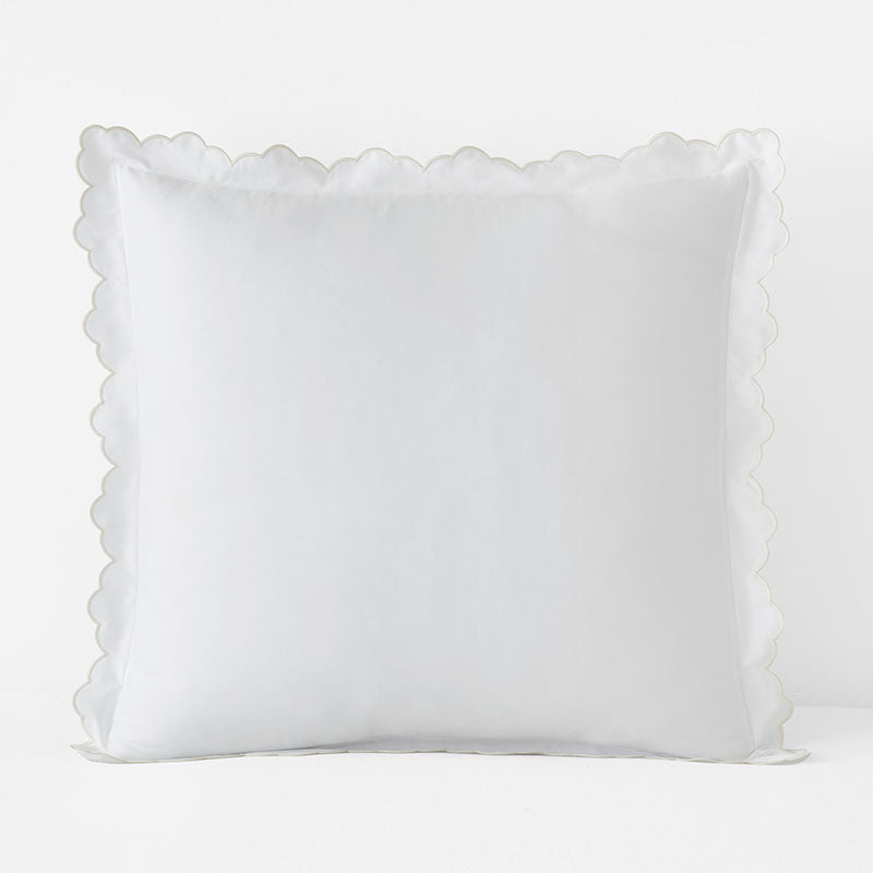 Embroidered Scallop Classic Smooth Sateen Solid Sham