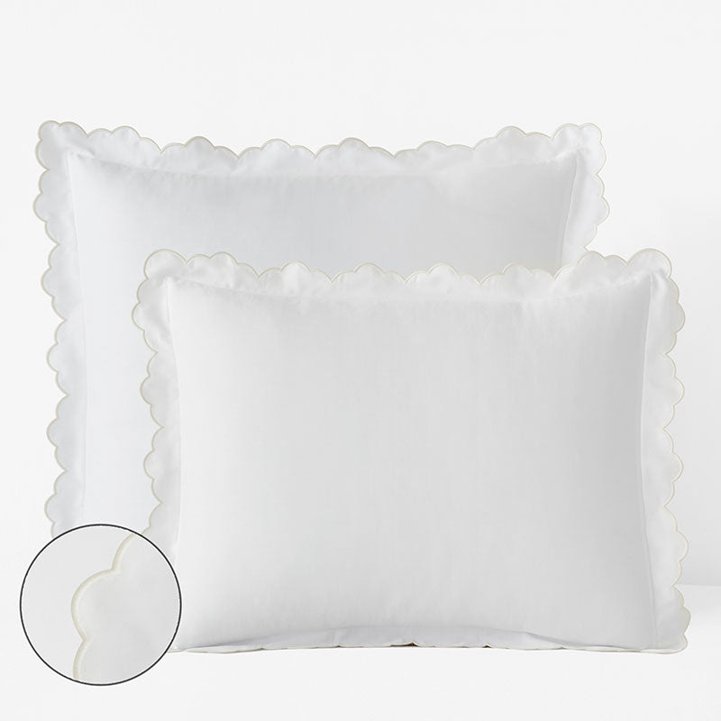 Embroidered Scallop Classic Smooth Sateen Solid Sham