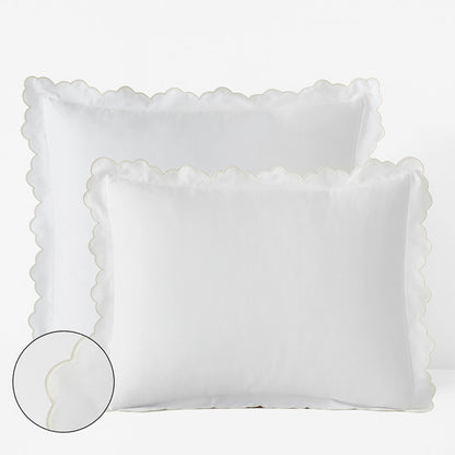 Embroidered Scallop Classic Smooth Sateen Solid Sham