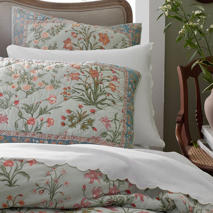 Embroidered Scallop Classic Smooth Sateen Solid Duvet Cover